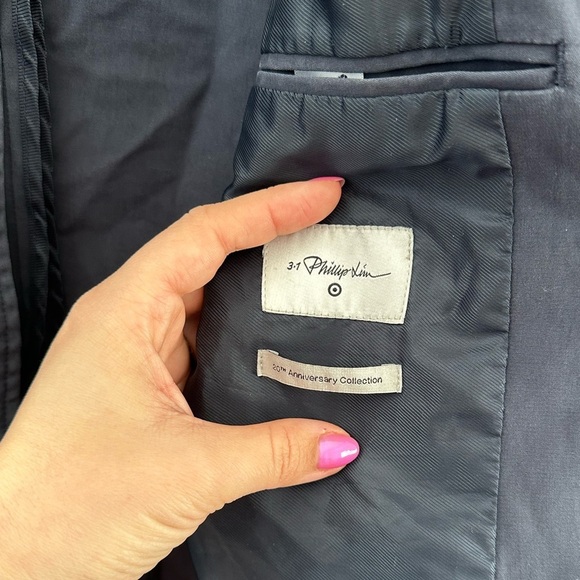 3.1 Phillip Lim Men’s Blazer Jacket Medium Navy Blue Cotton 2 Button Business - Picture 8 of 10
